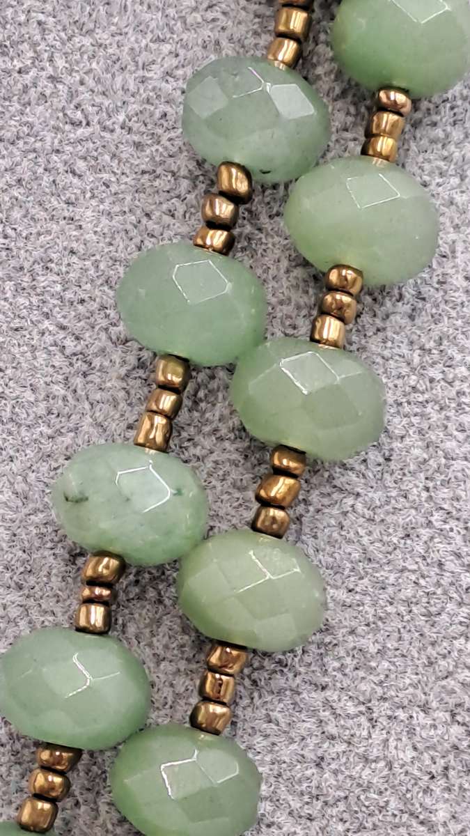 Vintage Real Jade Necklace with 1950's Hinged Gold Tone Locket with Faux ruby's and Cameo