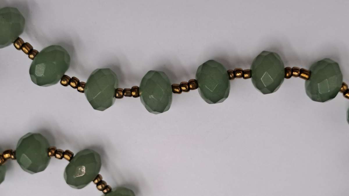 Vintage Real Jade Necklace with 1950's Hinged Gold Tone Locket with Faux ruby's and Cameo