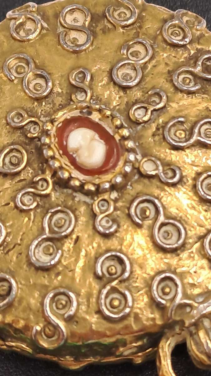 Vintage Real Jade Necklace with 1950's Hinged Gold Tone Locket with Faux ruby's and Cameo