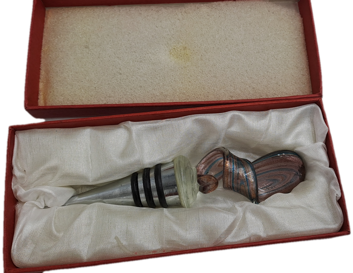 Murano Art Glass Wine Bottle Stopper -Boxed