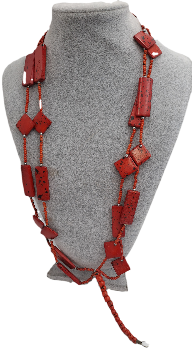 Vintage Necklace with large Red Coral beads 55cm