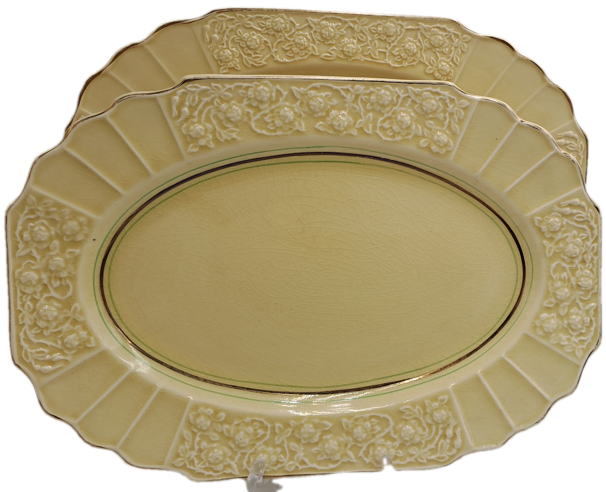Pair of Vintage 1930's  Myott Son & Co Ltd Cream Serving Platters Pattern 1338 -England
