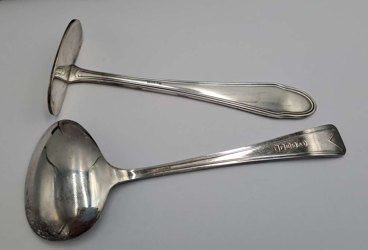 Antique German WMF 1/0 SILVER PLATED EPNS A1 BABY SPOON & PUSHER SET/ BABY FEEDING CUTLERY Boxed