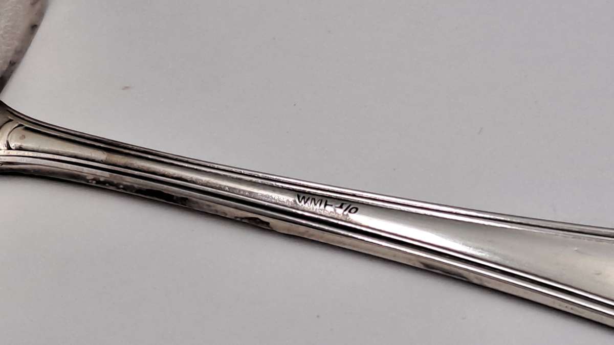 Antique German WMF 1/0 SILVER PLATED EPNS A1 BABY SPOON & PUSHER SET/ BABY FEEDING CUTLERY Boxed