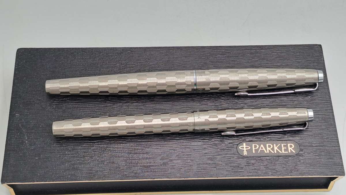 RESERVED FOR BUYER AlbBra5543 -1980's Parker 45 Harlequin 80 Black Shield CT Fountain Pen ONLY