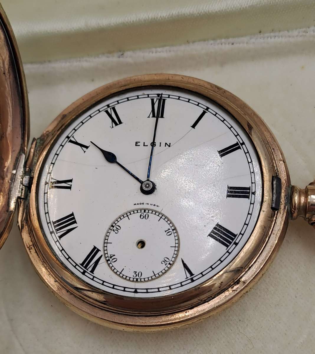 Antique 1920's U.S.A Elgin Pocket Watch in Gold Plated Keytone Case-Working -see condition