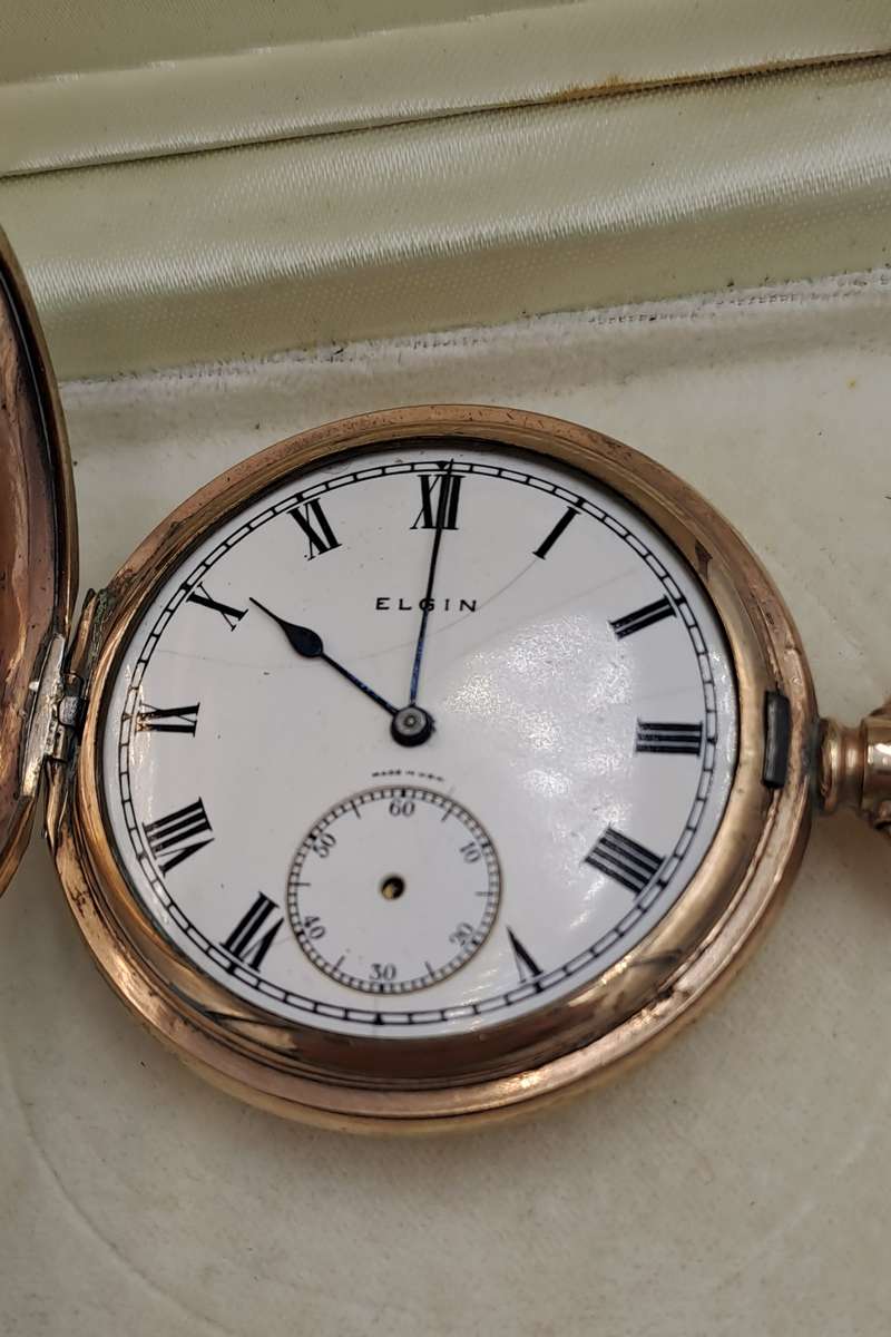Antique 1920's U.S.A Elgin Pocket Watch in Gold Plated Keytone Case-Working -see condition