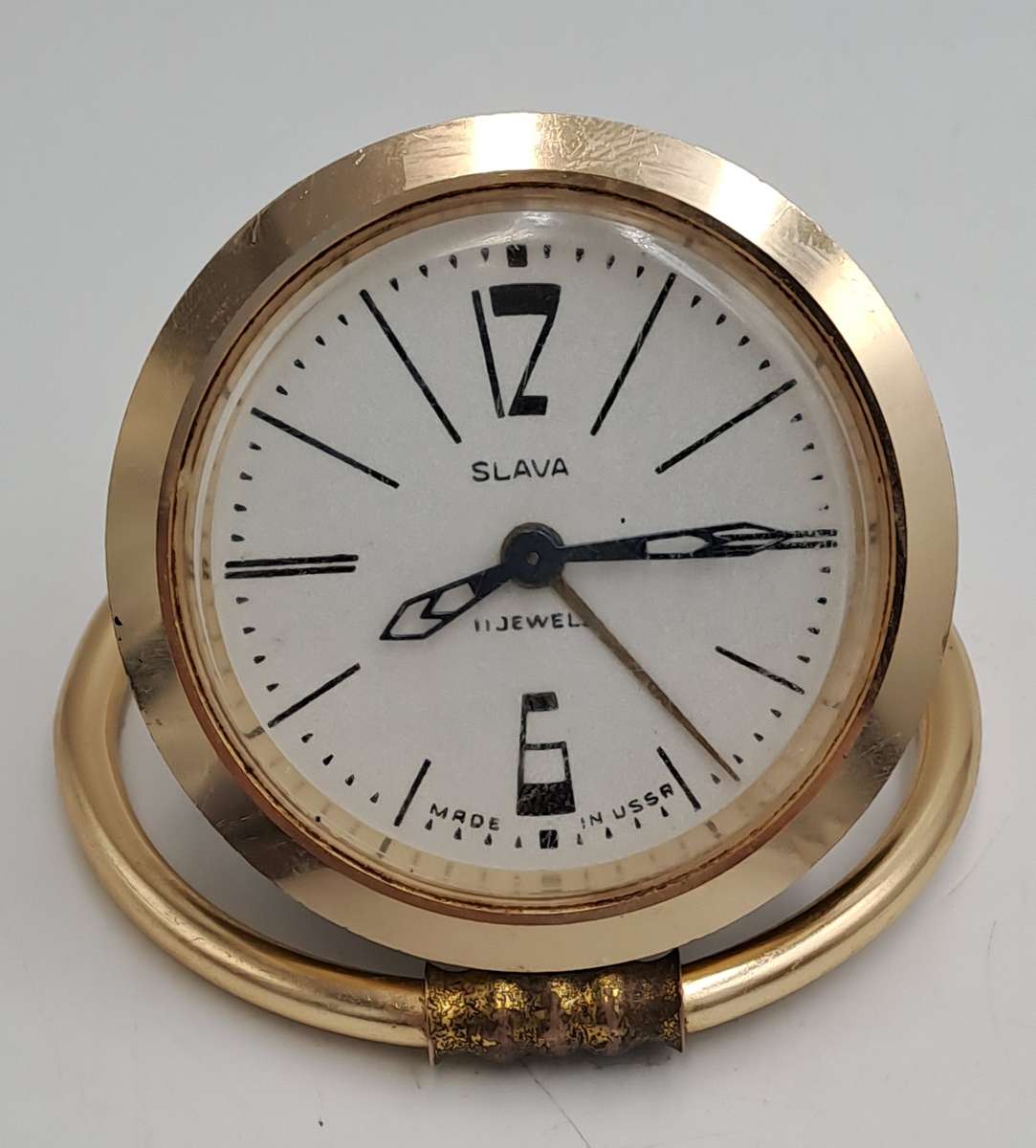Vintage SLAVA Mechanical Alarm Clock 11 Jewels Made In the USSR Soviet Russian-NOT working