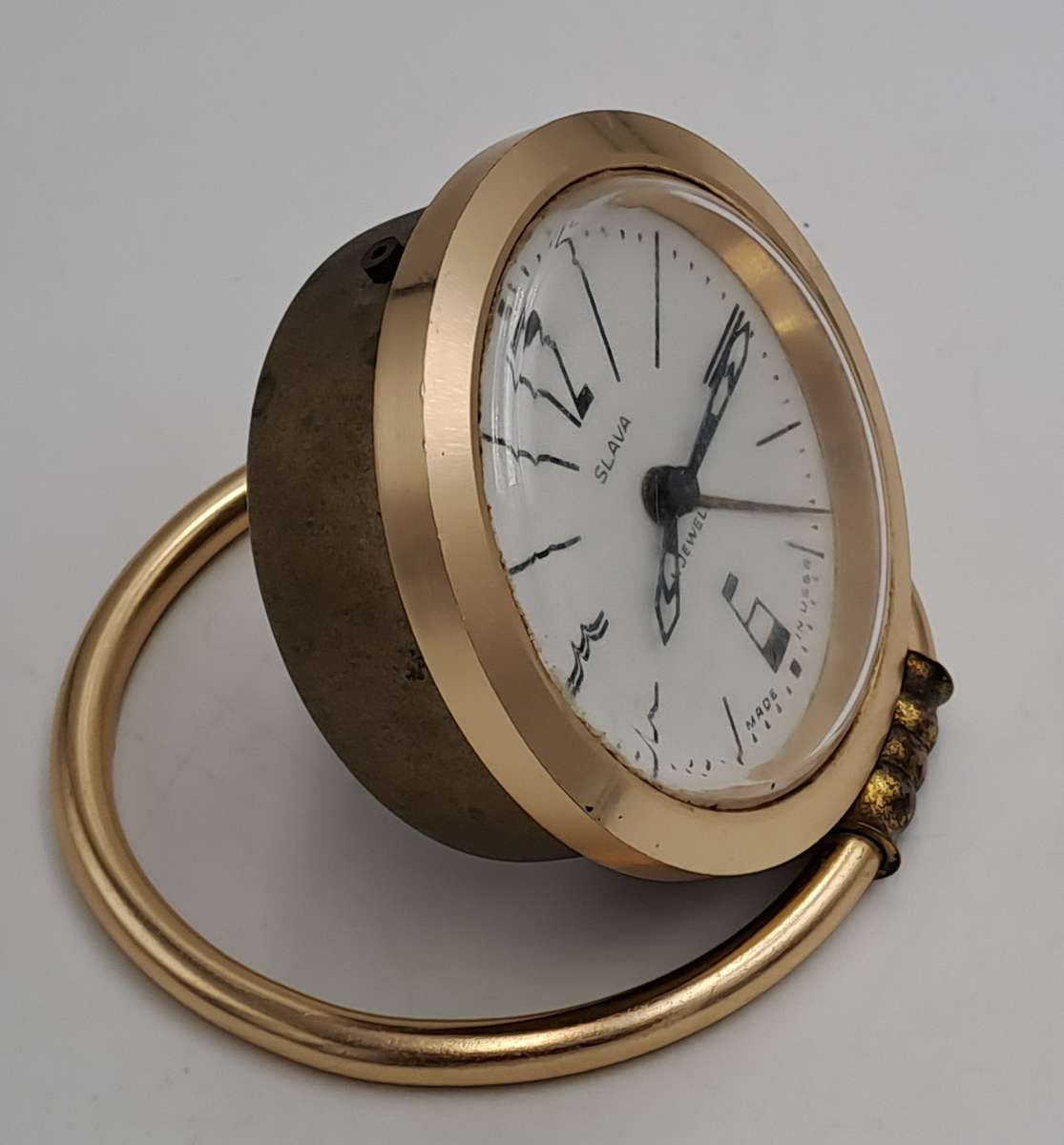 Vintage SLAVA Mechanical Alarm Clock 11 Jewels Made In the USSR Soviet Russian-NOT working