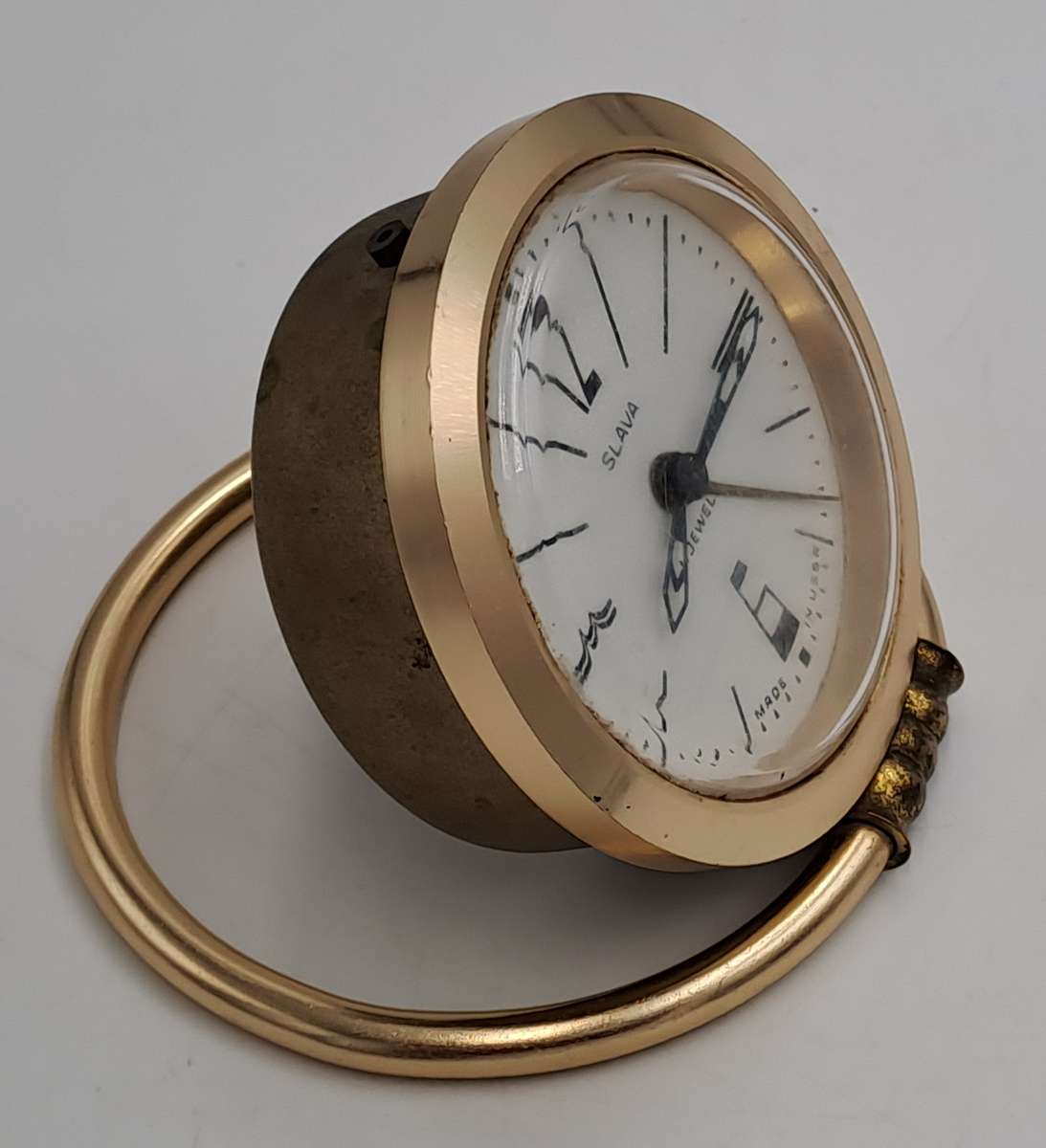 Vintage SLAVA Mechanical Alarm Clock 11 Jewels Made In the USSR Soviet Russian-NOT working