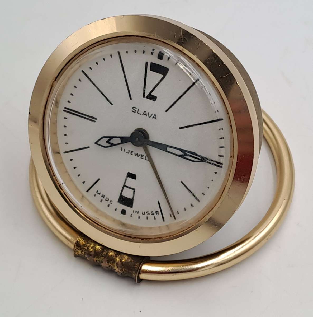 Vintage SLAVA Mechanical Alarm Clock 11 Jewels Made In the USSR Soviet Russian-NOT working