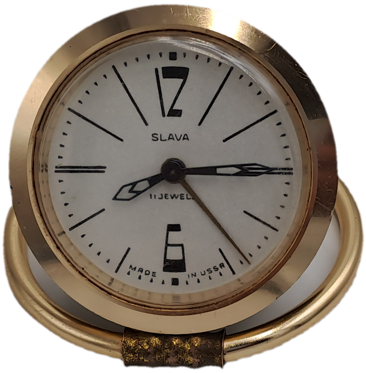 Vintage SLAVA Mechanical Alarm Clock 11 Jewels Made In the USSR Soviet Russian-NOT working