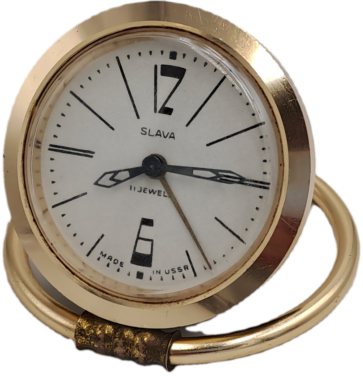 Vintage SLAVA Mechanical Alarm Clock 11 Jewels Made In the USSR Soviet Russian-NOT working