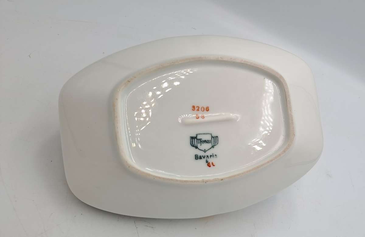 Vintage Bavaria Gold Handle Porcelain Basket Dish - Some wear on gold handle