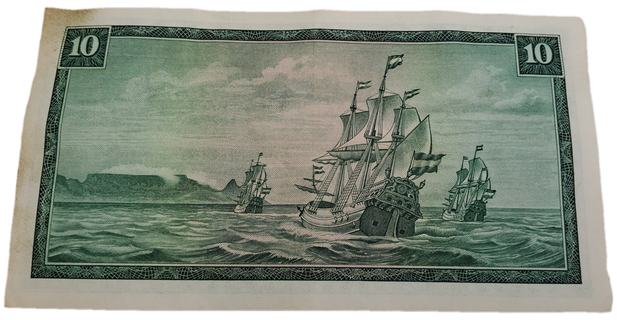 1975-1976 Ten Rand Note -T.W. de Jongh, Watermark van Riebeeck-Afrikaans-English -C/412 901582