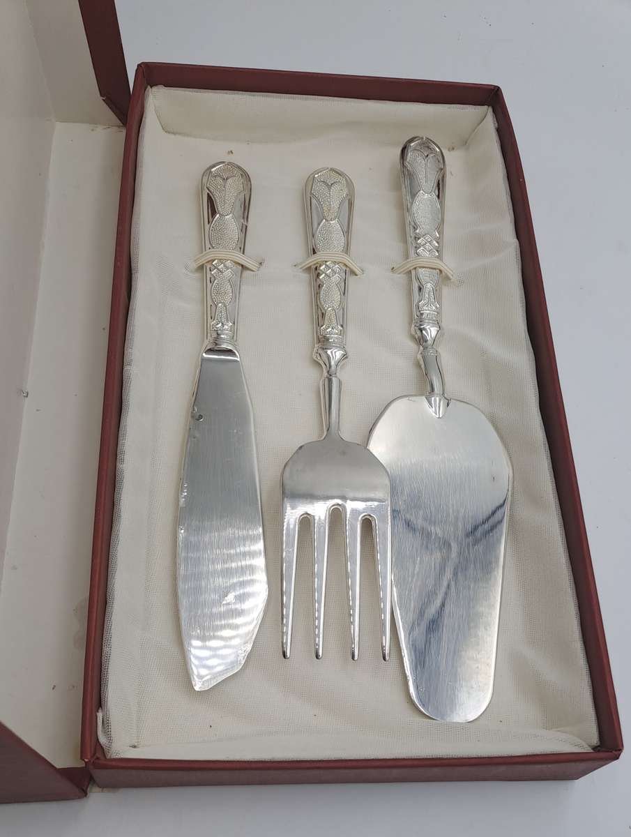 Vintage Silver Plated Pastry / Cake Serving Set -Boxed