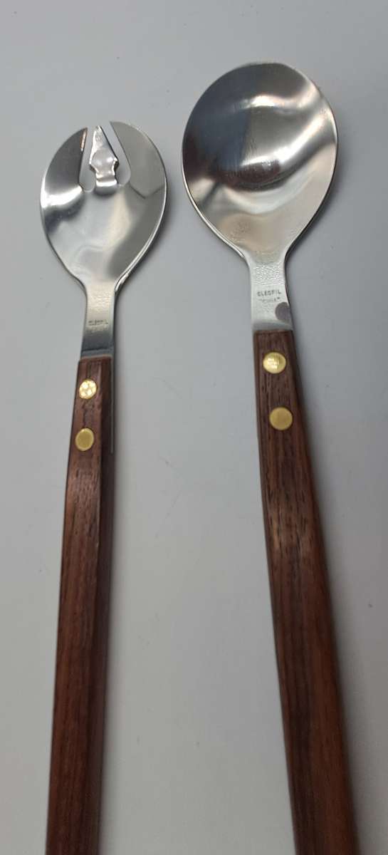 Vintage Salad serving set with wooden Handles -Boxed