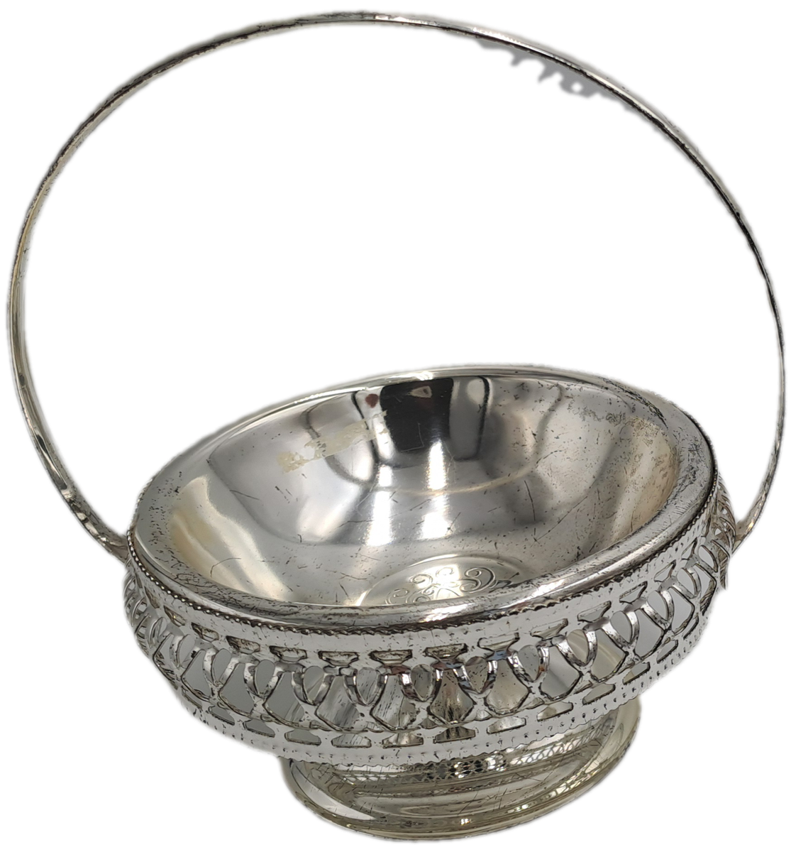 Silver Plated Bon Bon Dish with Handle 15,5cm x 12,5cm