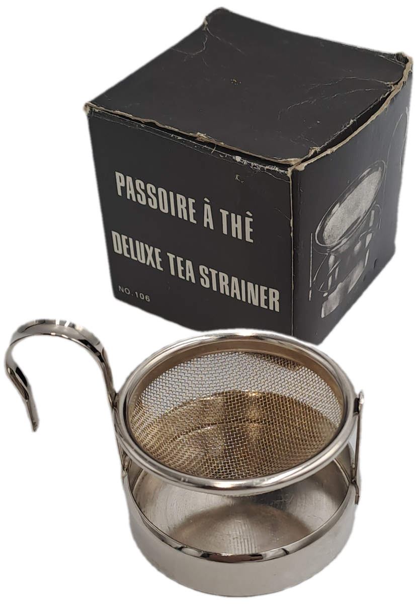 Silver Plated De-Lux Tea Strainer with tray -Boxed -5,1cm (H) x 6cm x 8cm