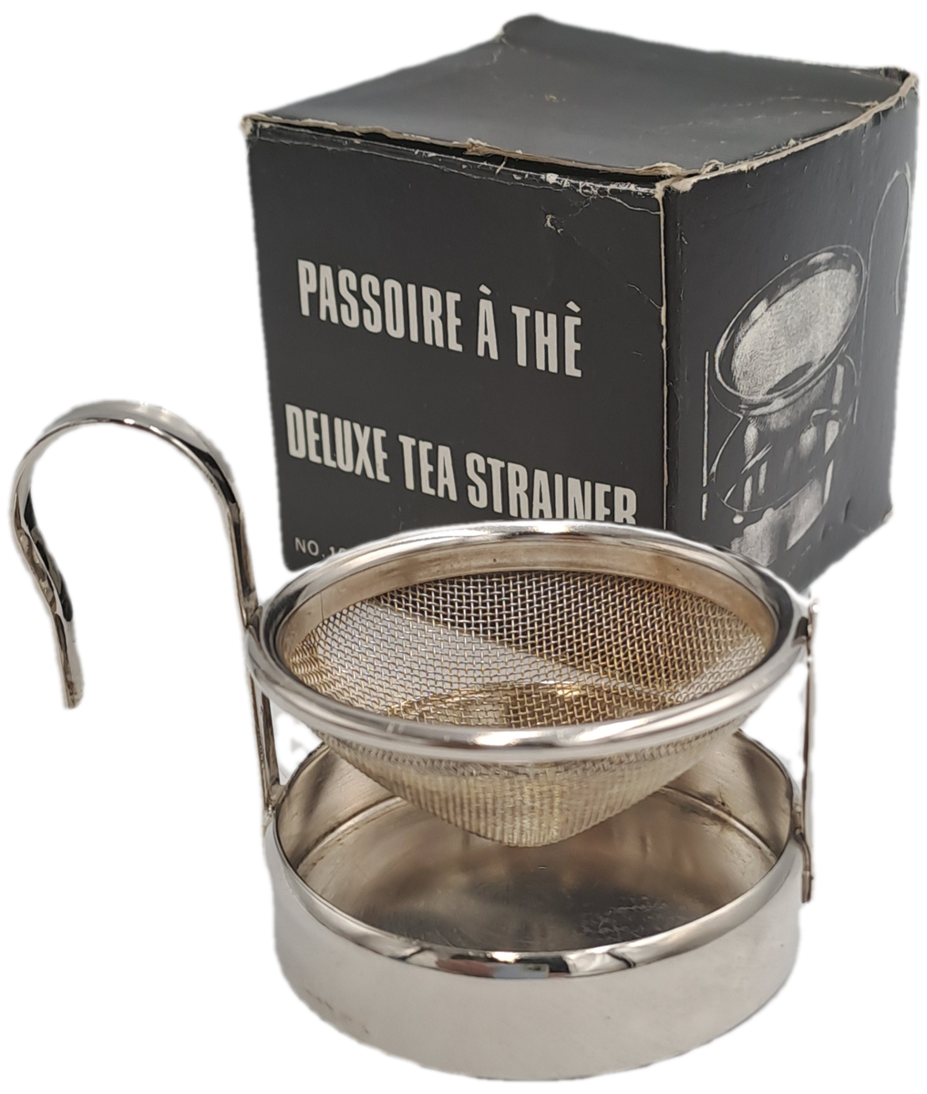 Silver Plated De-Lux Tea Strainer with tray -Boxed -5,1cm (H) x 6cm x 8cm