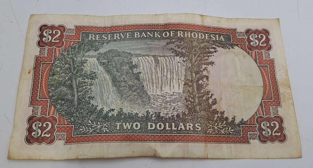 Rhodesia 1979 2 Dollars Circulated - Bird Watermark