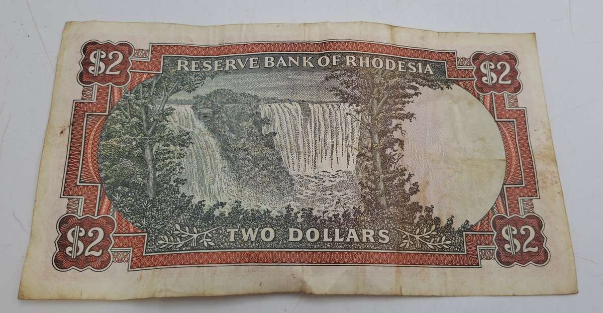 Rhodesia 1979 2 Dollars Circulated - Bird Watermark