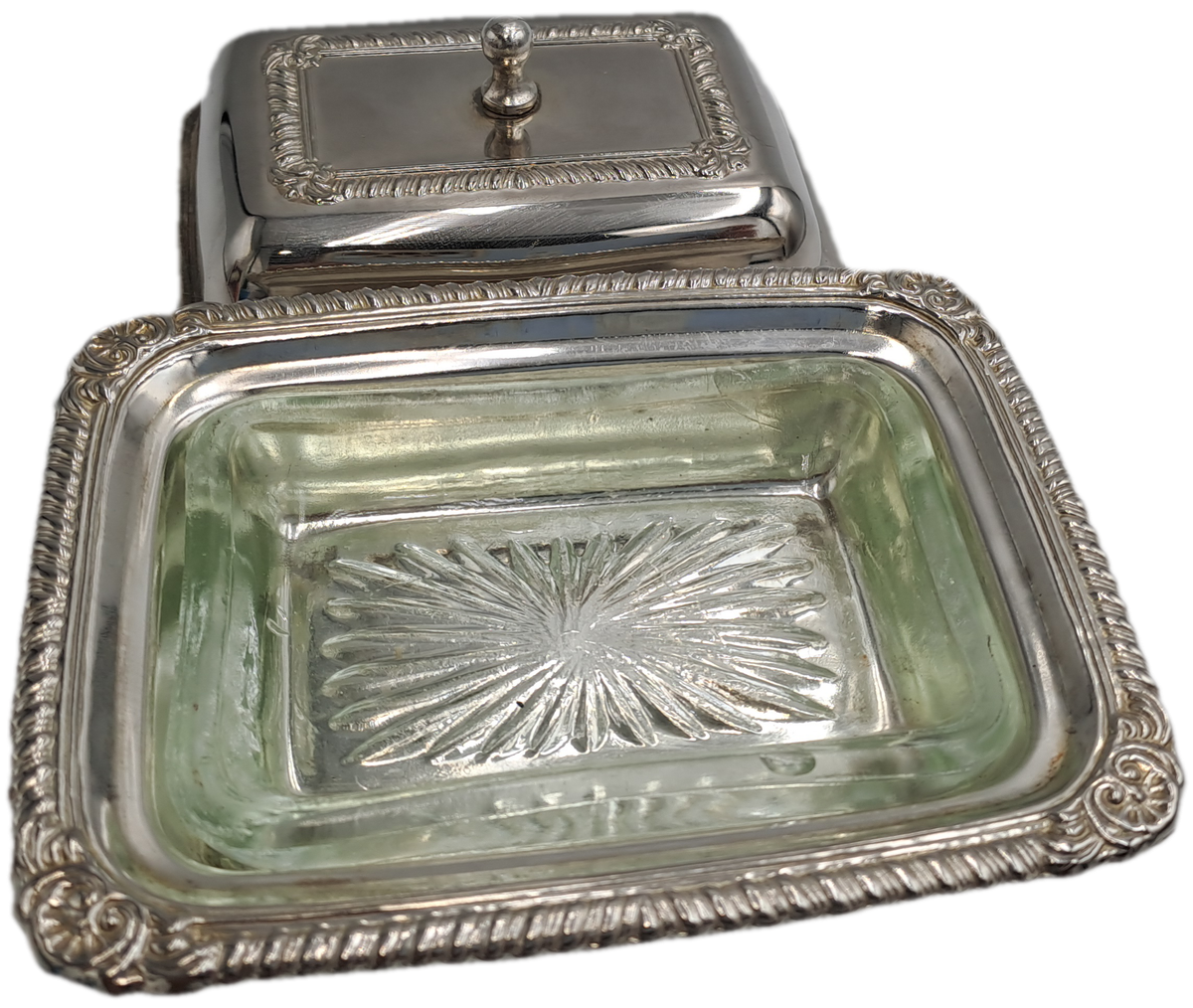 Silver Plated Mini Butter dish with Glass tray - Boxed