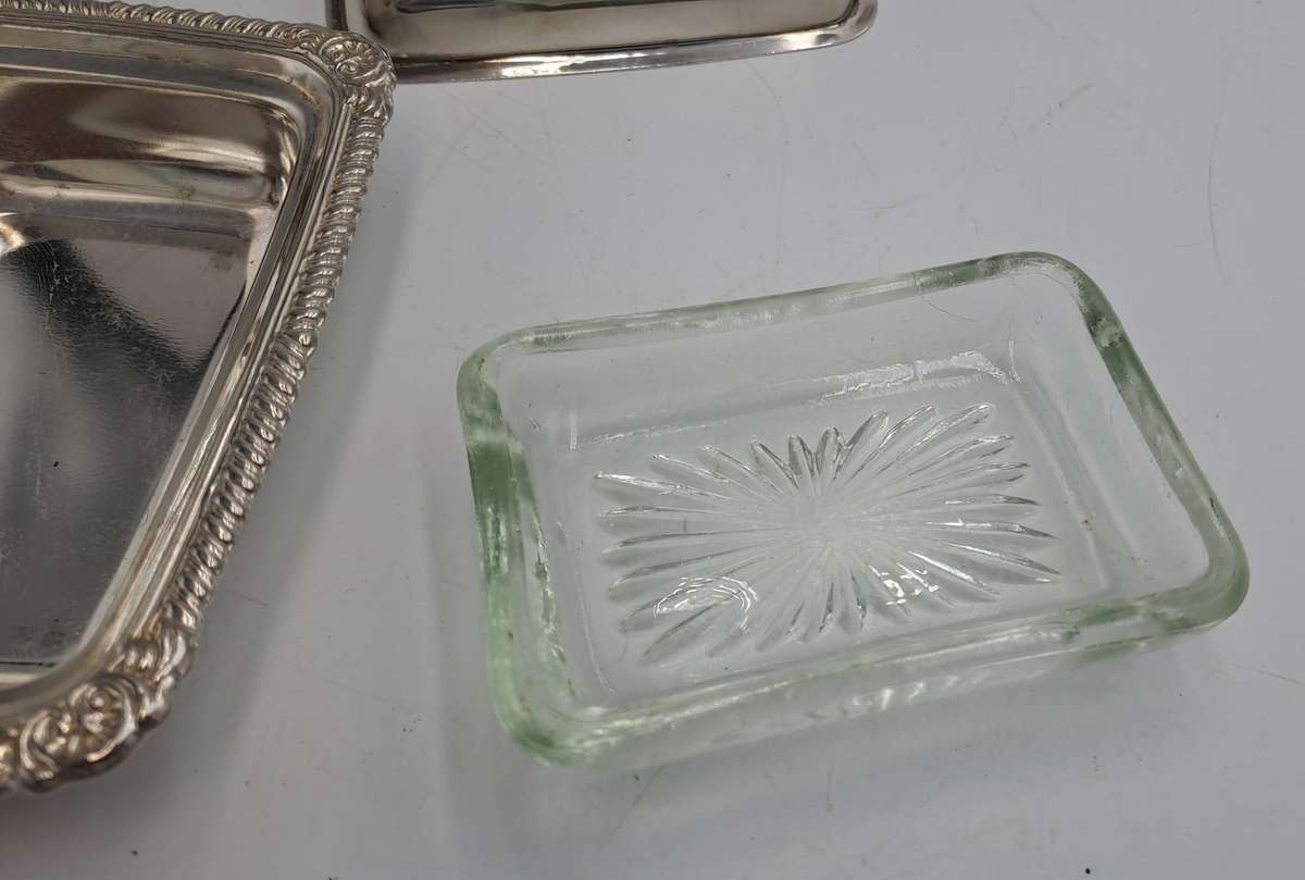 Silver Plated Mini Butter dish with Glass tray - Boxed