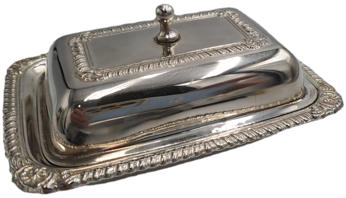 Silver Plated Mini Butter dish with Glass tray - Boxed