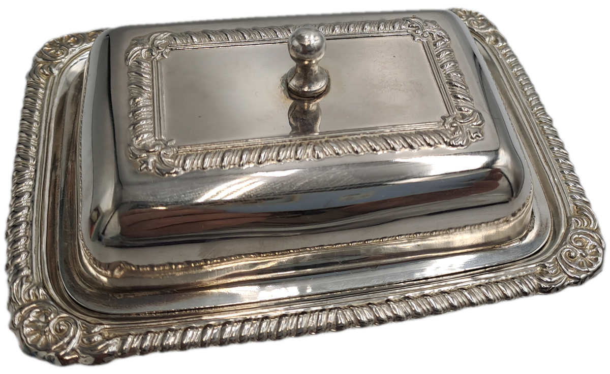 Silver Plated Mini Butter dish with Glass tray - Boxed