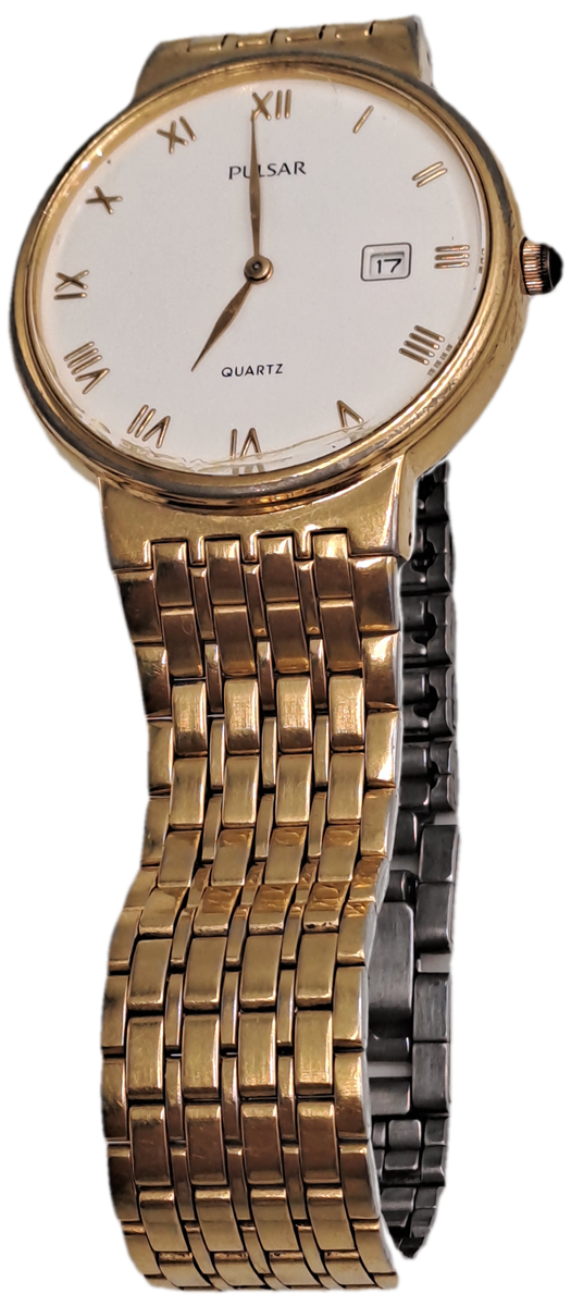 Pre-Owned Gold Tone Pulsar V320-9800 Quartz watch -Working