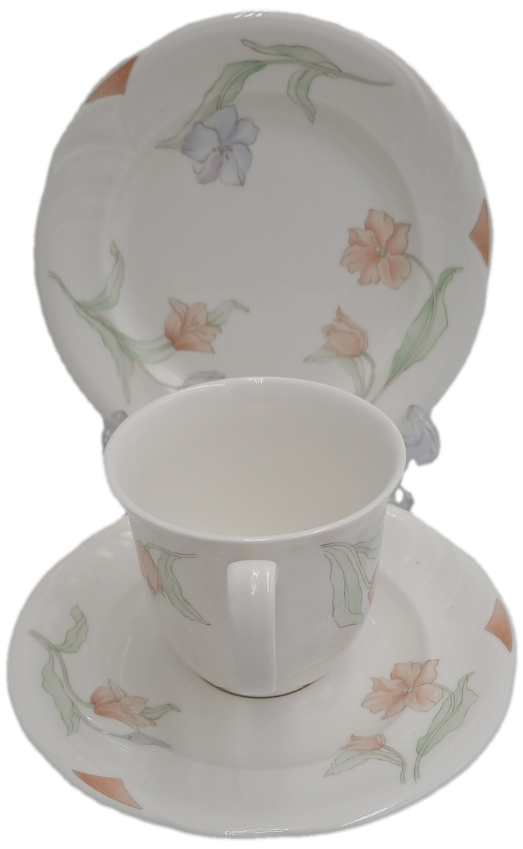 18pc Vintage 1986 Royal Albert Bone China Horizon FANTASIA 6 Tea Trio's (AS NEW IN Original BOX)