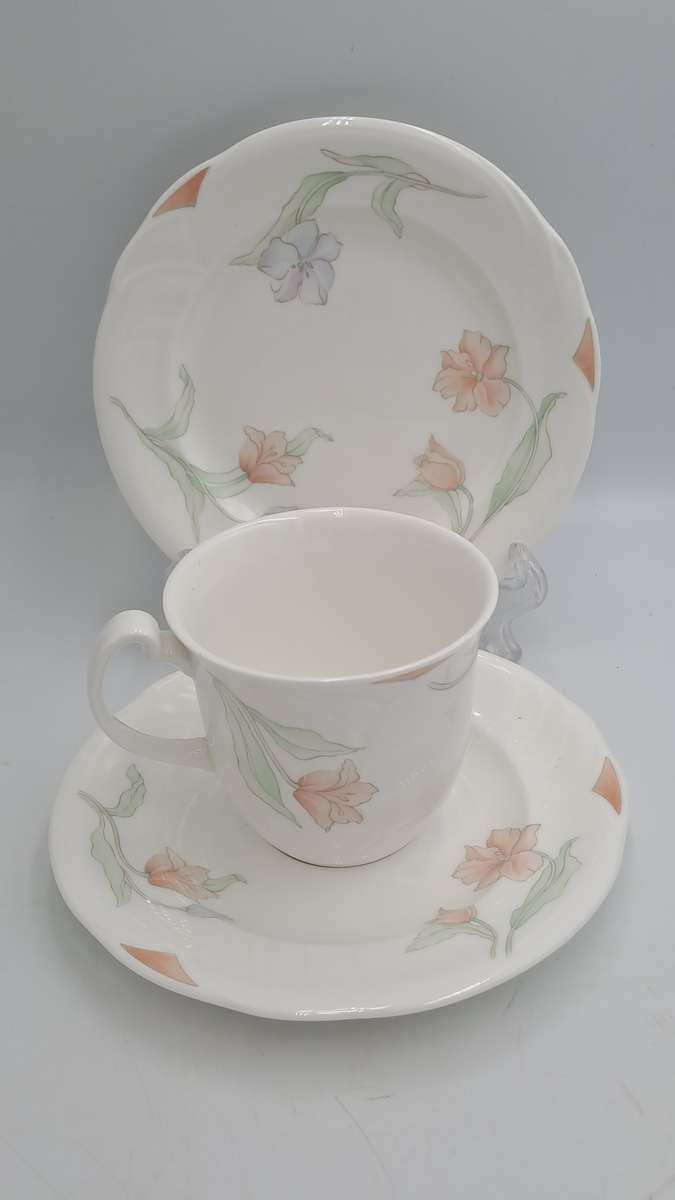 18pc Vintage 1986 Royal Albert Bone China Horizon FANTASIA 6 Tea Trio's (AS NEW IN Original BOX)
