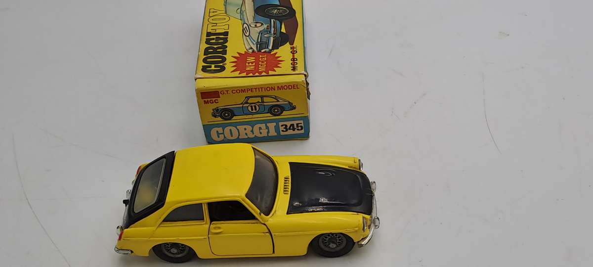 Vintage CorgiToys 345 Die-Cast MG B GT Competition Model-Boxed -Made in Great Britain