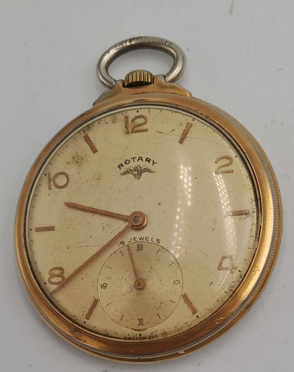 Vintage Swiss Made ROTARY Pocket watch 15 Jewels Working