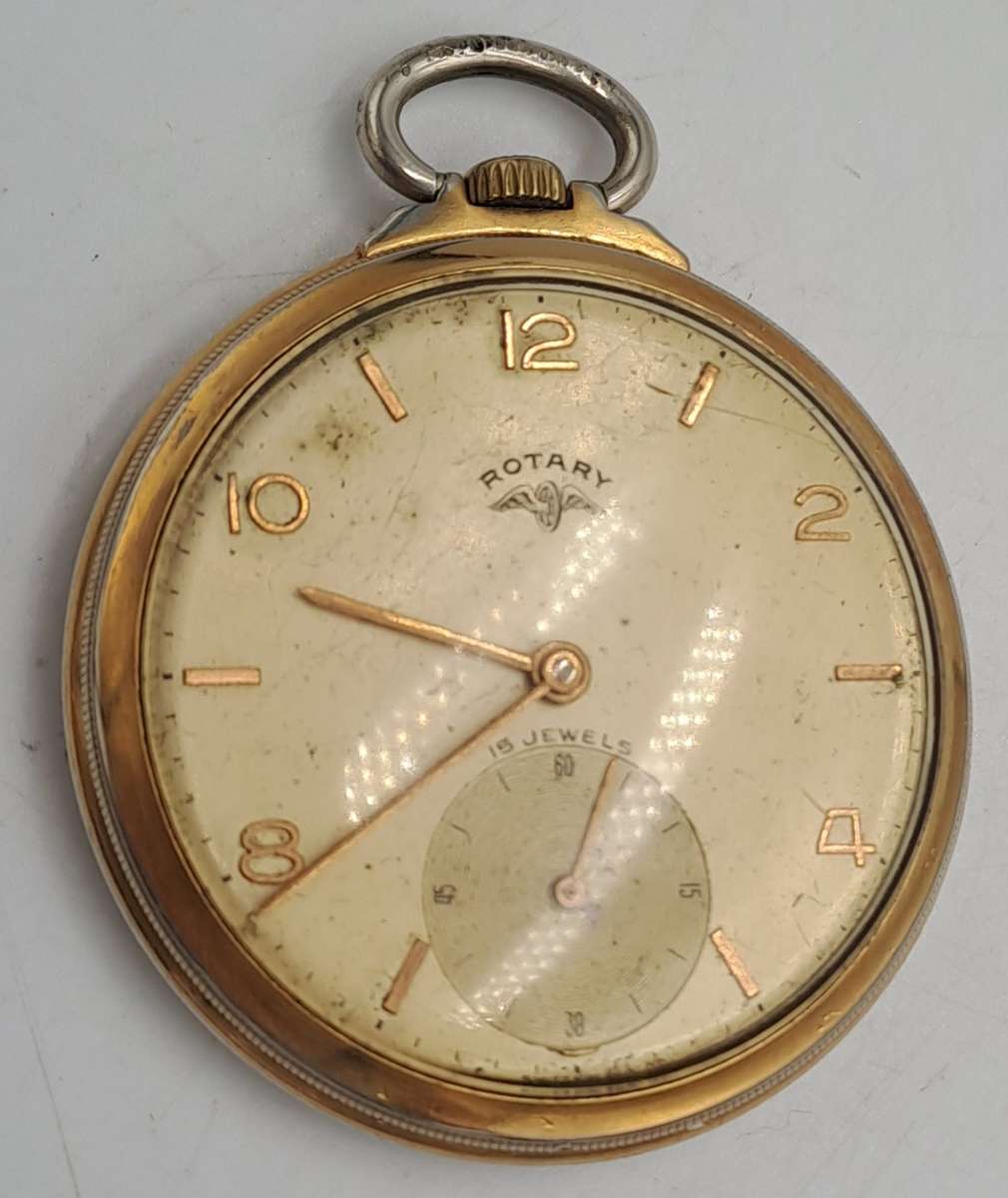 Vintage Swiss Made ROTARY Pocket watch 15 Jewels Working