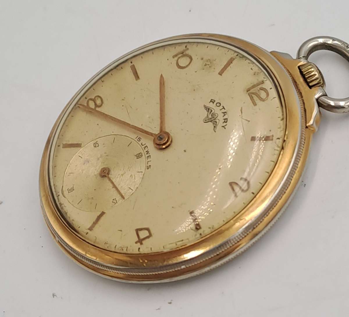 Vintage Swiss Made ROTARY Pocket watch 15 Jewels Working