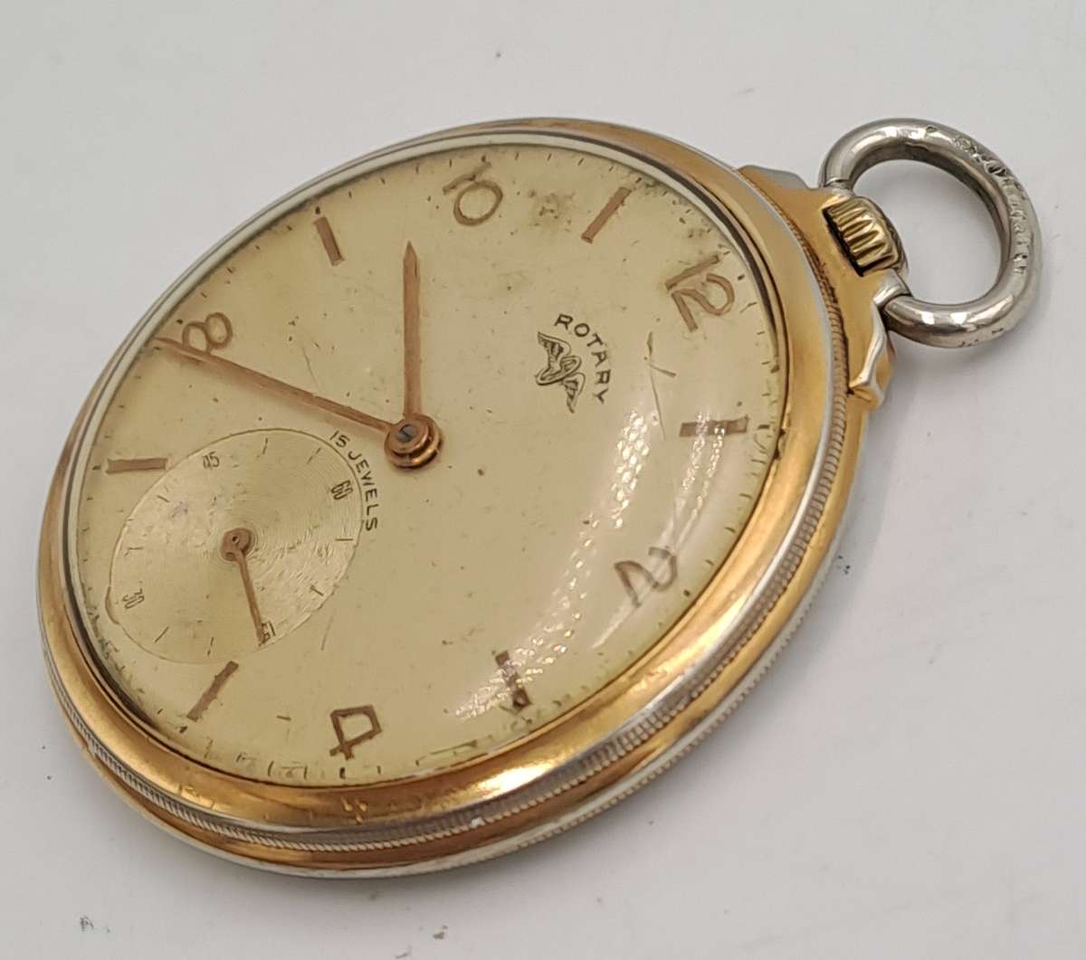 Vintage Swiss Made ROTARY Pocket watch 15 Jewels Working