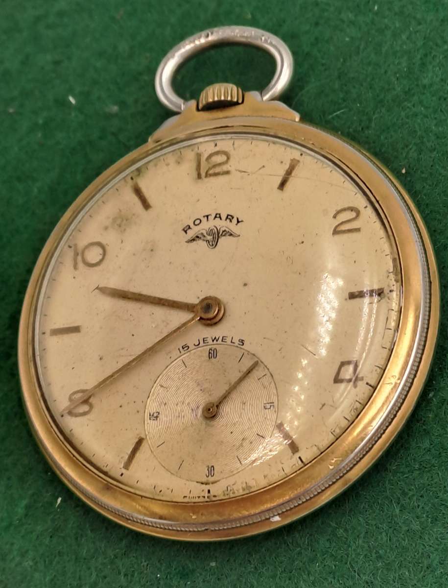 Vintage Swiss Made ROTARY Pocket watch 15 Jewels Working