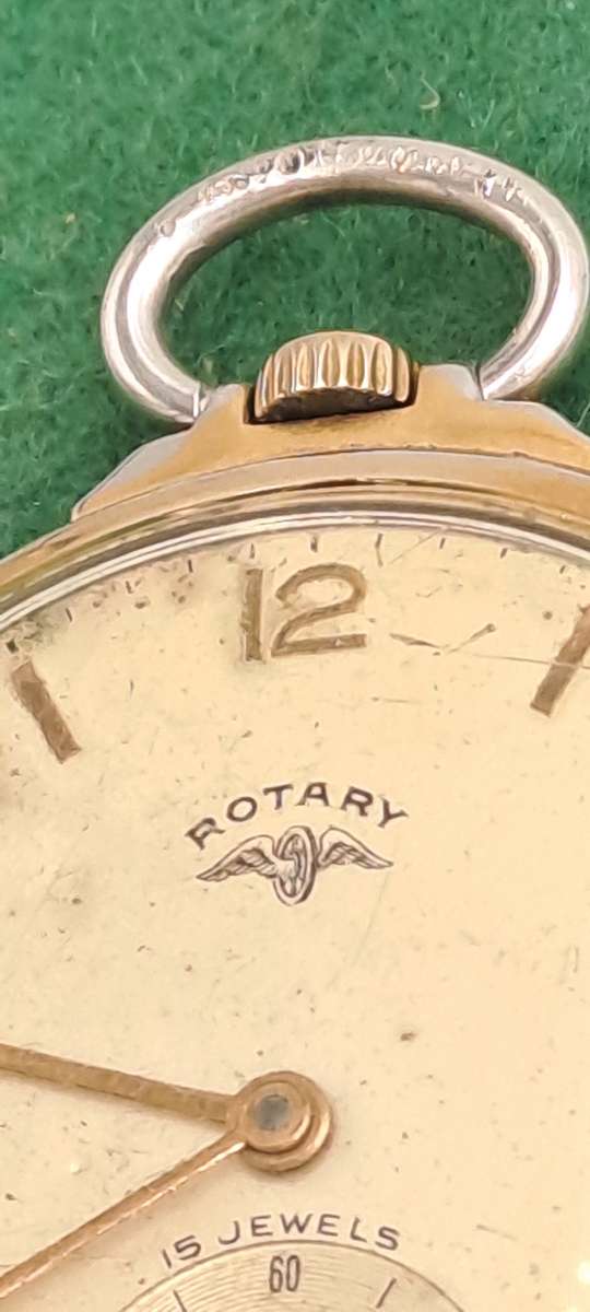 Vintage Swiss Made ROTARY Pocket watch 15 Jewels Working