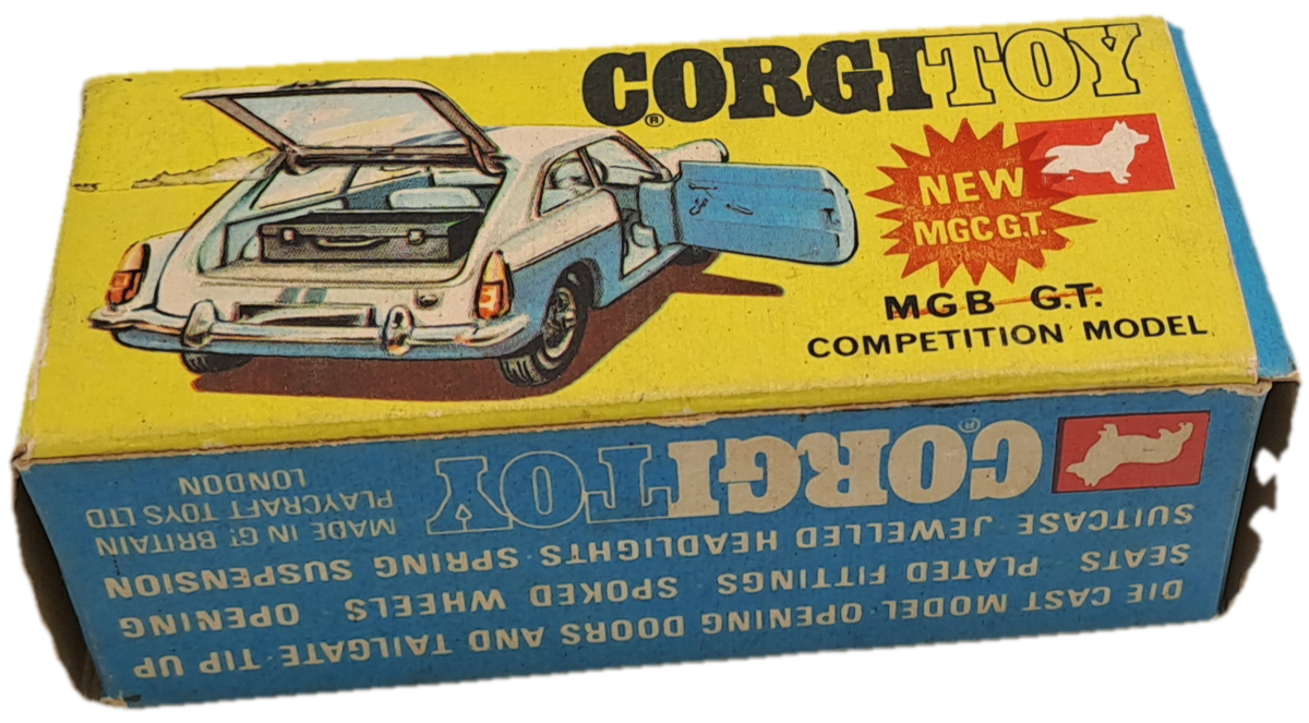 Vintage CorgiToys 345 Die-Cast MG B GT Competition Model-Boxed -Made in Great Britain