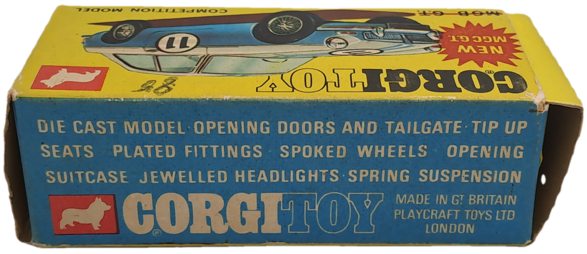 Vintage CorgiToys 345 Die-Cast MG B GT Competition Model-Boxed -Made in Great Britain