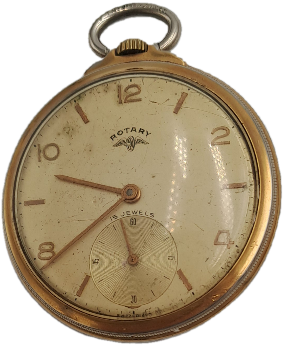 Vintage Swiss Made ROTARY Pocket watch 15 Jewels Working
