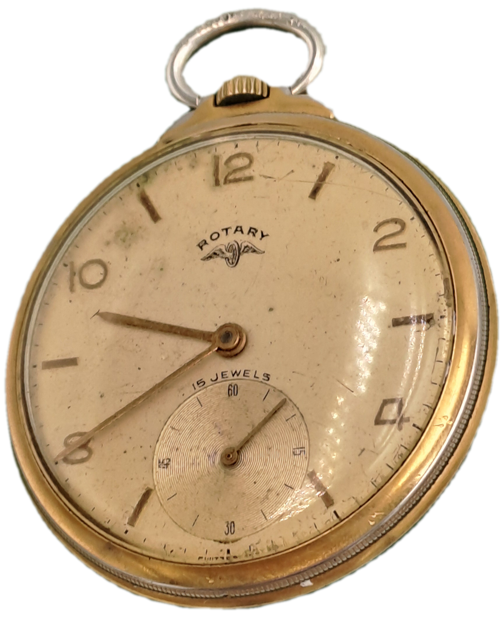 Vintage Swiss Made ROTARY Pocket watch 15 Jewels Working