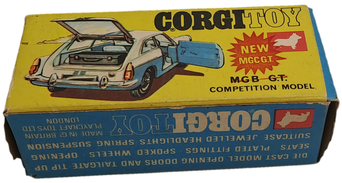 Vintage CorgiToys 345 Die-Cast MG B GT Competition Model-Boxed -Made in Great Britain