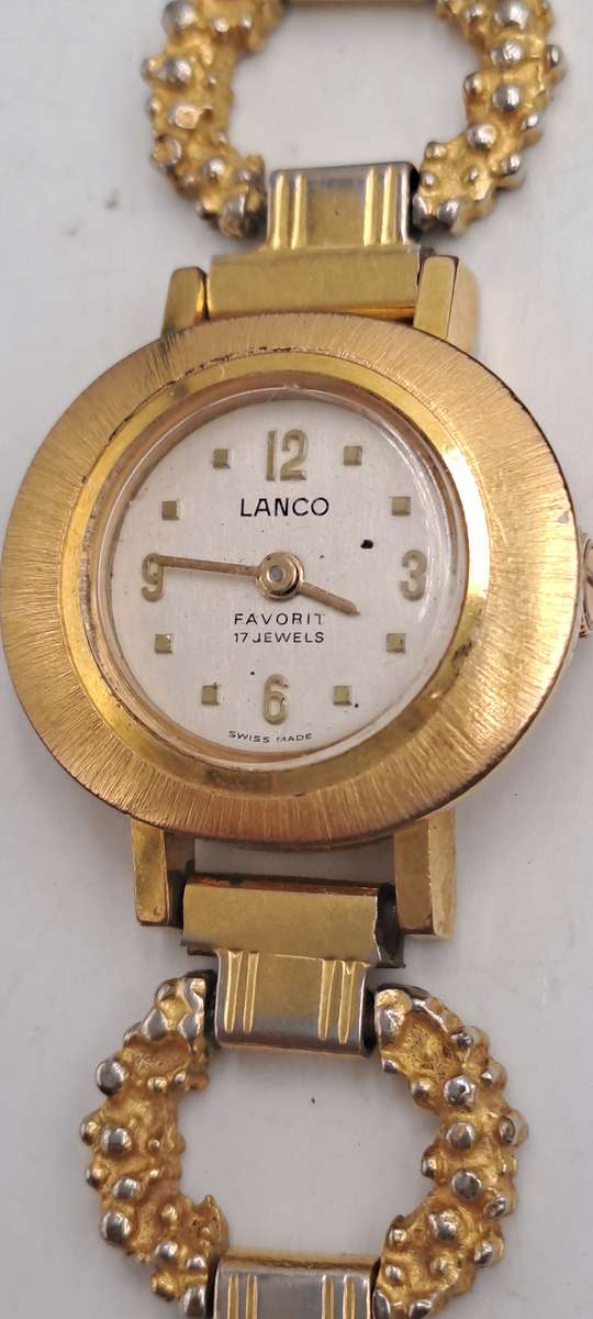 Vintage swiss Made Lanco favorit Ladies Windup watch -17 Jewels -Gold Plated -Working