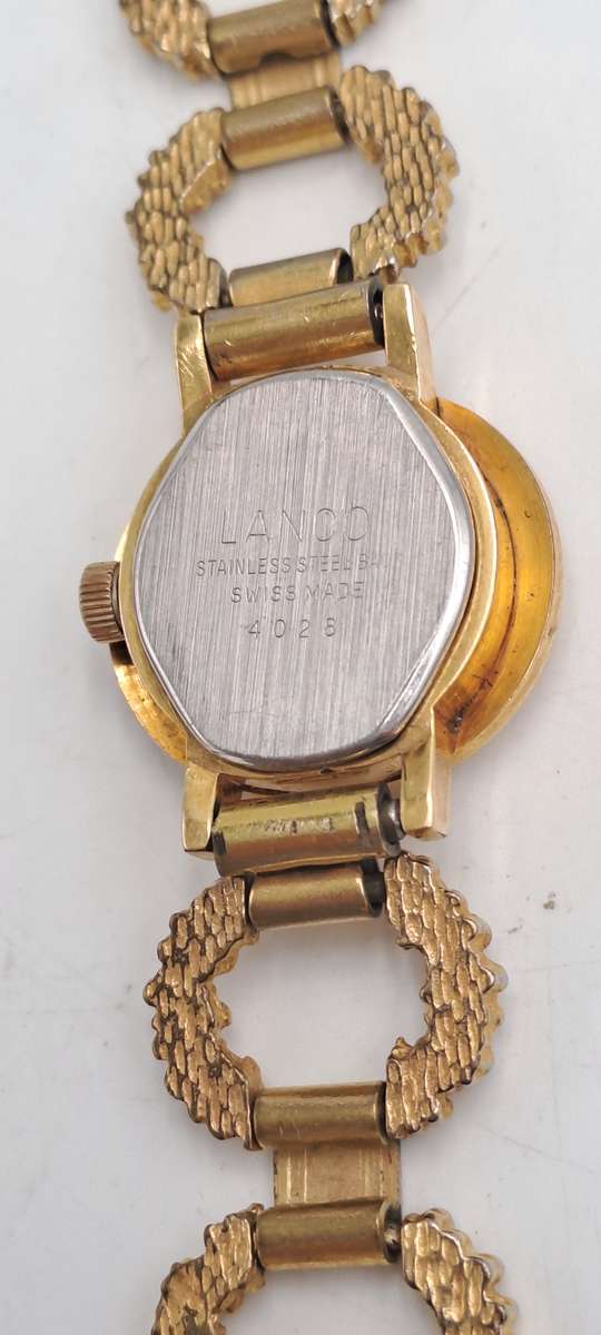 Vintage swiss Made Lanco favorit Ladies Windup watch -17 Jewels -Gold Plated -Working