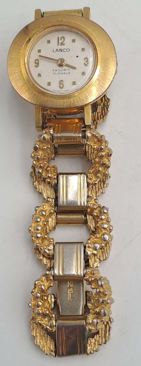 Vintage swiss Made Lanco favorit Ladies Windup watch -17 Jewels -Gold Plated -Working