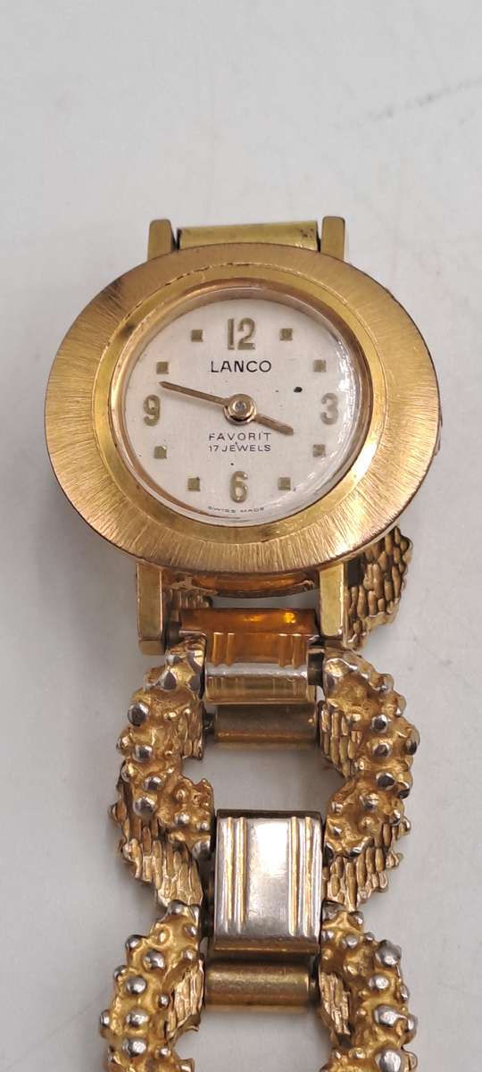 Vintage swiss Made Lanco favorit Ladies Windup watch -17 Jewels -Gold Plated -Working