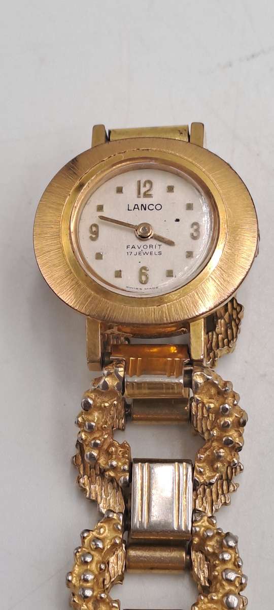 Vintage swiss Made Lanco favorit Ladies Windup watch -17 Jewels -Gold Plated -Working